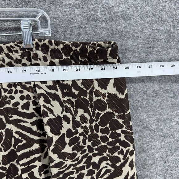 Studio Skirt Women 30/32W Plus Brown Animal Print A-Line Midi Pull On Mid Lined - Picture 3 of 6